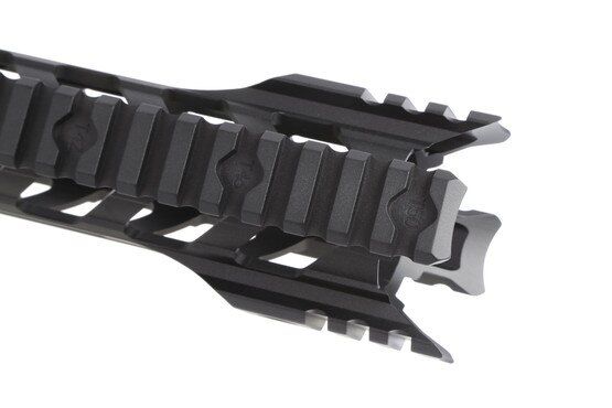 The Fortis Night Rail 5.56mm 14 inch handguard has a marked rail for accessory placement